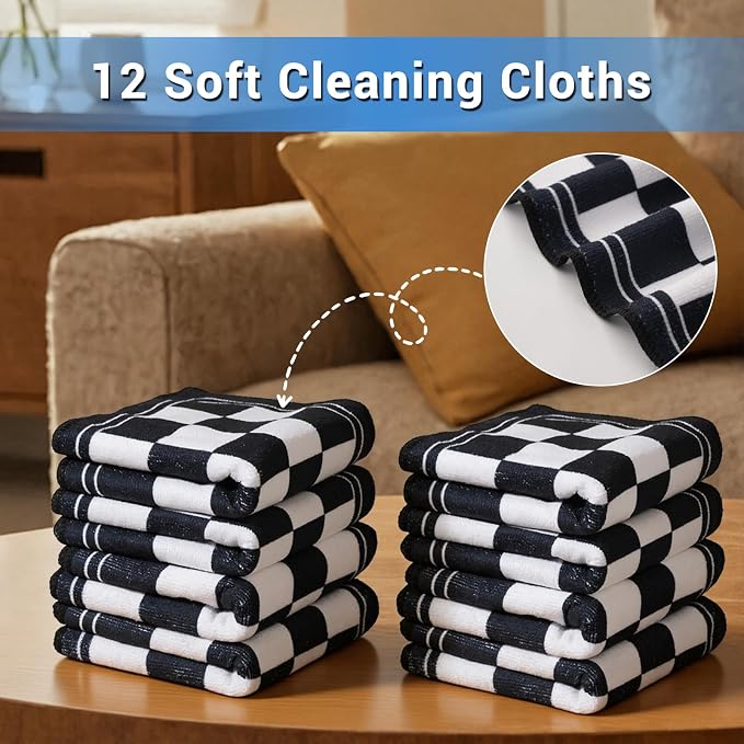YUA Microfiber Cleaning Cloth 12 Pack, Microfiber Towels Cleaning, Microfiber - Image 3