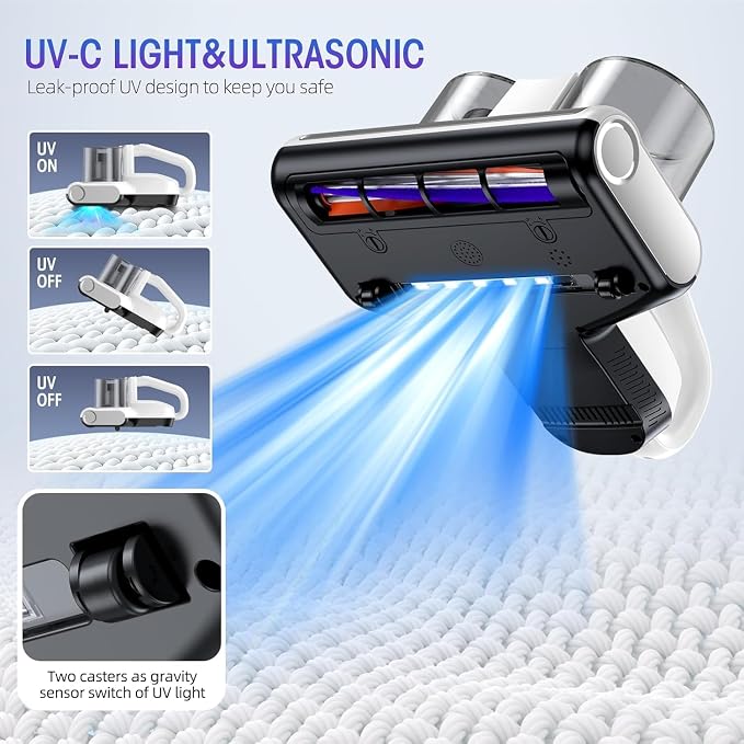 Mattress Vacuum Bed Vacuum Cleaner 16Kpa Suction 253.7nm UV-C Light, 140°F - Image 3