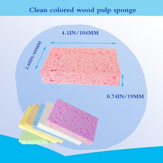12 Pack Kitchen Natural Cellulose Sponges, Color Sponge, Dishwashing Sponges - Image 2