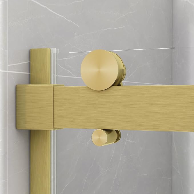 Sunrosa Semi-Frameless Glass Shower Door, 51-55" W x 76" H Single Sliding - Image 4