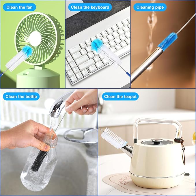 12pcs Glass Tube Pipe Cleaners Brush Kit, 14.5 inch Long Nylon Straw Brush - Image 7