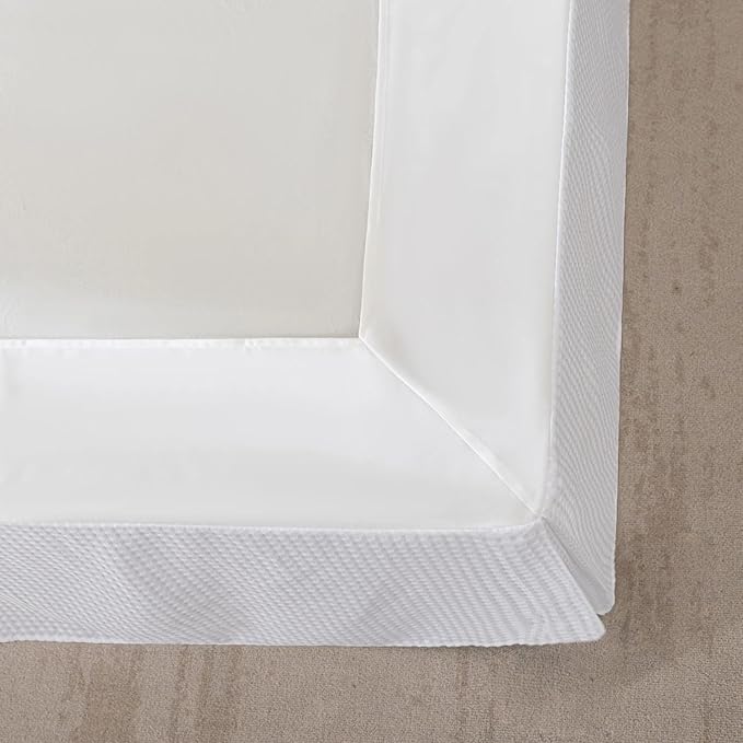 Twin Bed Skirt, Wrap Around Bed Skirt with Pleated Corner, 18 Inch Drop Pleated Waffle Weave Bedskirts, Anti-Slip, Microfiber, White, 18'' Twin