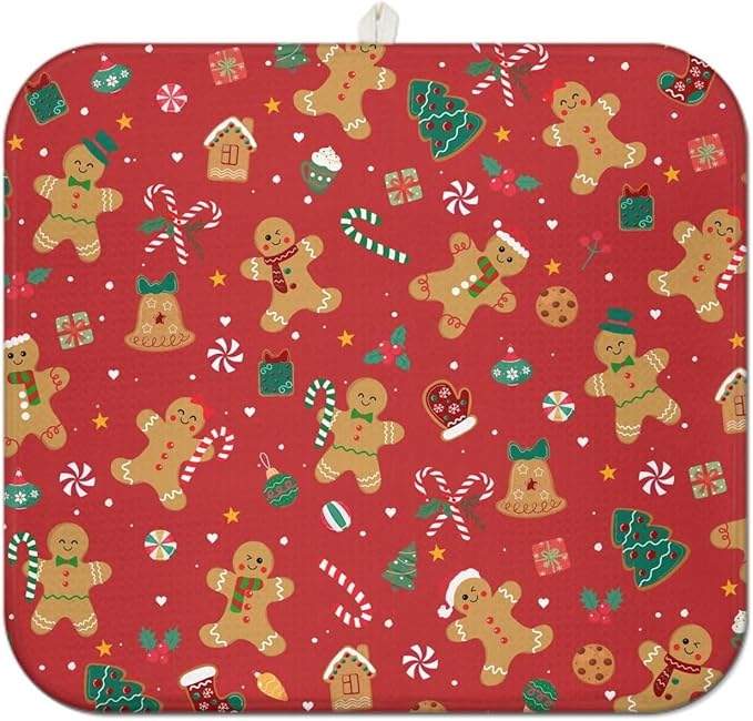 Christmas Kitchen Countertop Dish Drying Mat, Washable Absorbent Countertop by Unknown