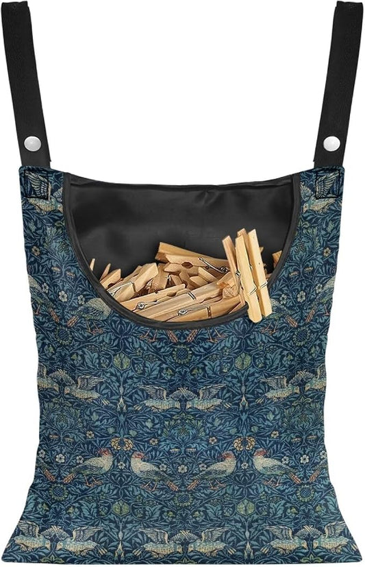 William Morris Bird Print Ultimate Clothespin Storage System 14.5"x12" by ZCFYGDX