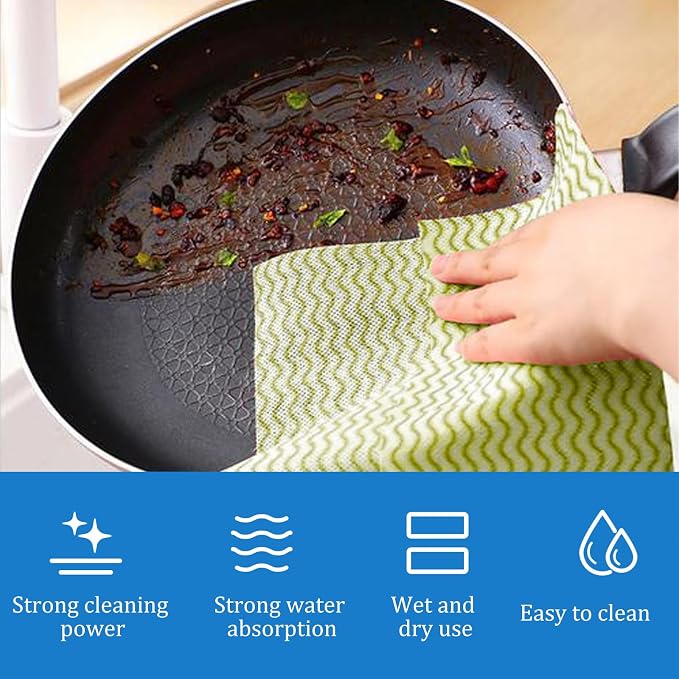 Disposable Dish Cloths Disposable Cleaning Towels, Reusable Wipes Absorbent - Image 3