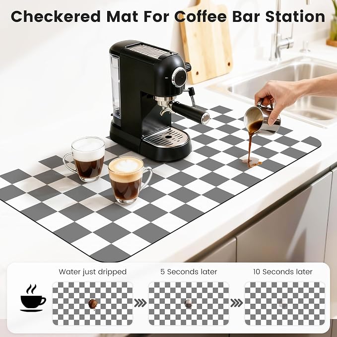 17" x 32" Checkered Dish Drying Mat - Image 4