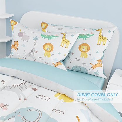 SANDJEST Animal Duvet Cover Sets Twin Size for Kids Boys Girls, Include 1 Polyester Comforter Cover 68x86 Inches and 1 Pillowcase 20x26 Inches, Comforter Not Included, Gift for Christmas Birthday