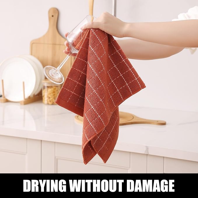 Homaxy 100% Cotton Terry Kitchen Towels, Checkered Designed, Soft and Super - Image 4