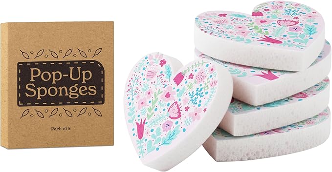 5 Pack Heart Shaped Sponges, Non-Scratch Cleaning Sponges by Unknown