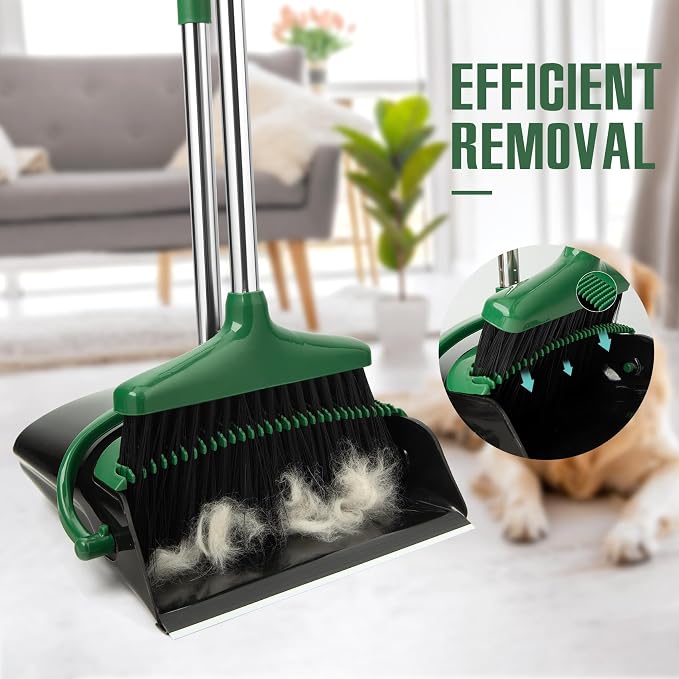 Broom and Dustpan Set with Long Handle, Light Weight Stainless Steel Poles - Image 5