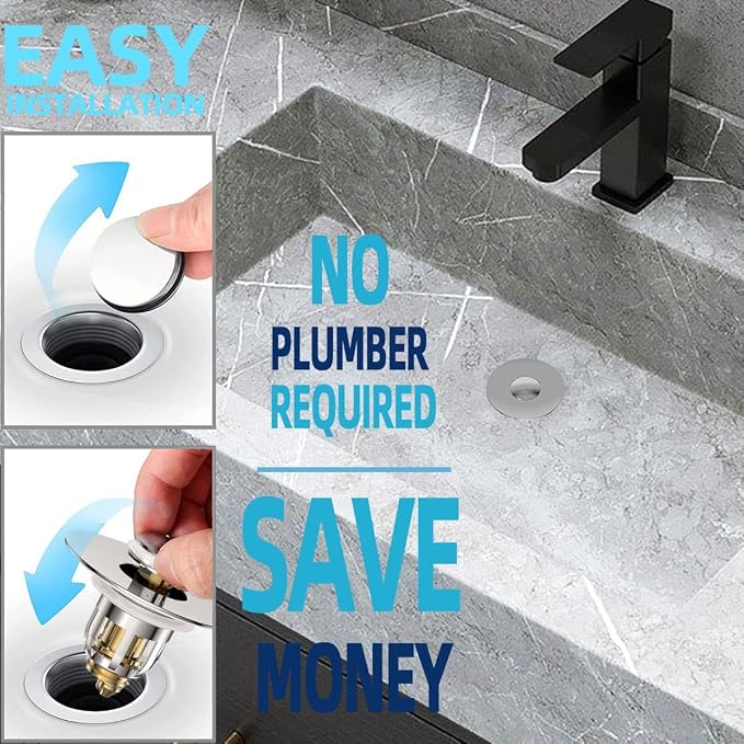 Universal 2 in 1 Bathroom Sink Stopper, Pop Up Bathroom Sink Drain Strainer - Image 6