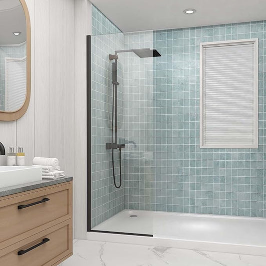 Sunrosa 24"×76" Bathtub Glass Panel, 8mm Thick Shower Screen, Matte Black by ElevateYourEverydayShower
