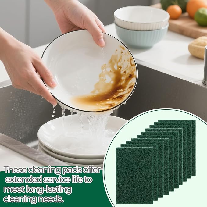 Heavy Duty Scouring Pad 10Pcs Scouring Pads Green Scrubbing Pads - Image 6