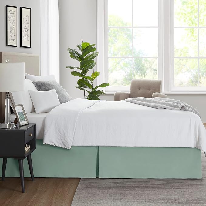 Nestl Sage Green Full XL Bed Skirt - Full XL Size Bed Skirt 14 Inch Drop - Brushed Microfiber Bed Skirts - Hotel Quality Pleated Bed Skirt - Shrinkage & Fade Resistant