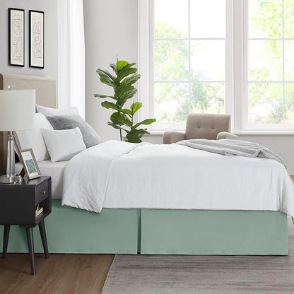 Nestl Sage Green Full XL Bed Skirt - Full XL Size Bed Skirt 14 Inch Drop - Brushed Microfiber Bed Skirts - Hotel Quality Pleated Bed Skirt - Shrinkage & Fade Resistant