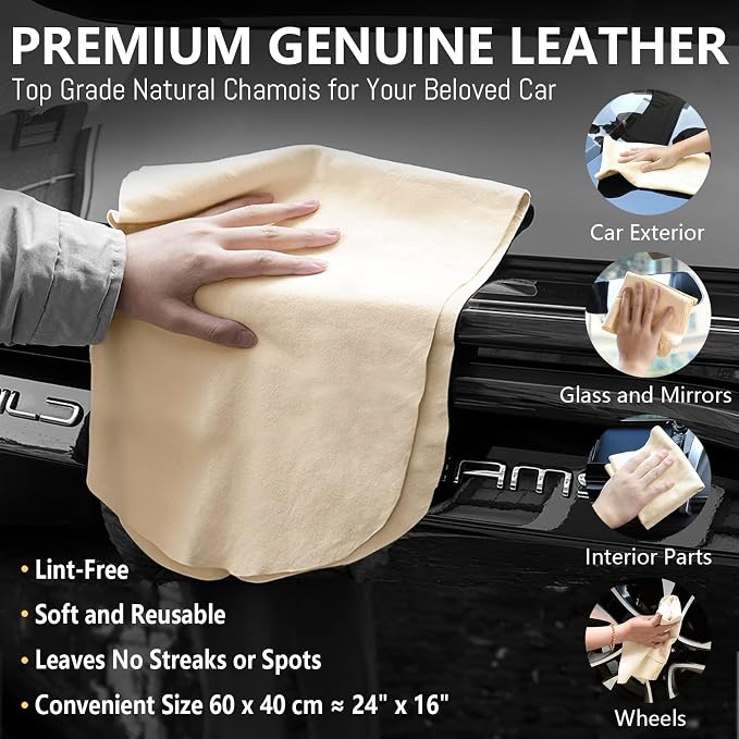 Chamois Cloth for Car 2 Pack Shammy Towel 24'' x 16'' Super Absorbent Car - Image 2