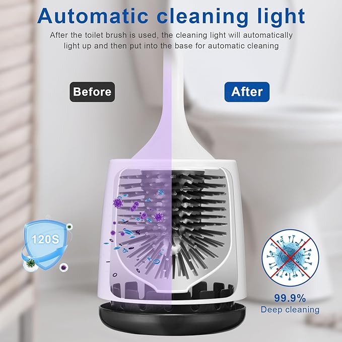 Electric Toilet Brush, Silicone Toilet Brush, Toilet Bowl Brush and Holder Set - Image 4