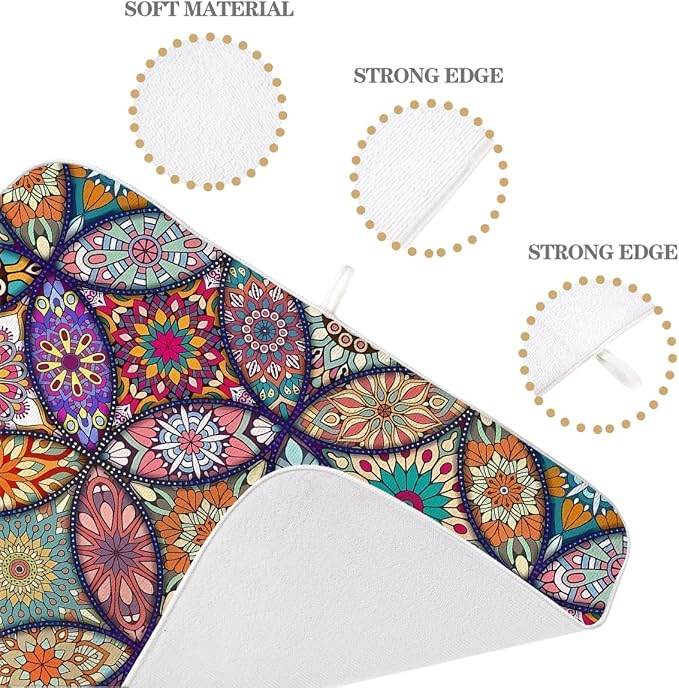 Boho Dish Drying Mat 18 x 24 Inch Vintage Bohemian Drying Mat - Image 7