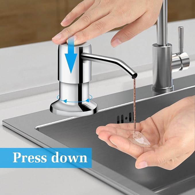 Soap Dispenser for Kitchen Sink and Extension Tube Kit, Stainless Steel - Image 2