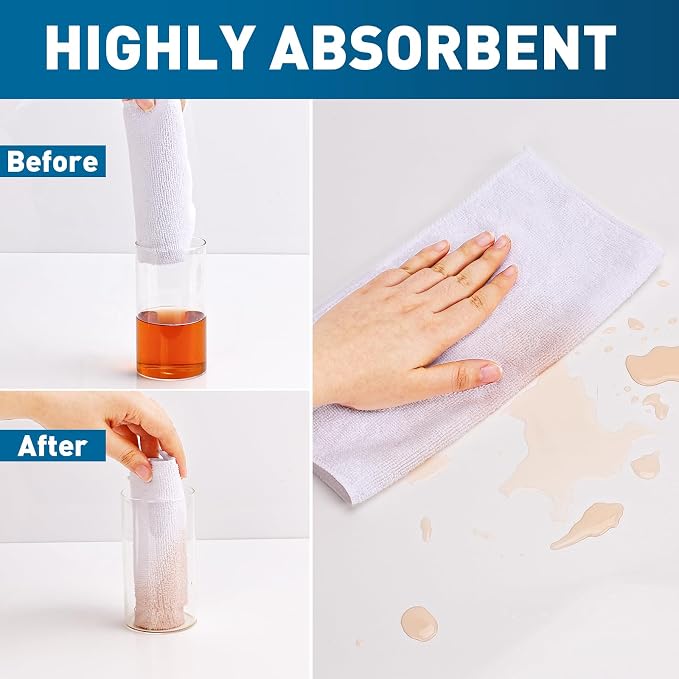 White Microfiber Cleaning Cloths Bulk-400 Pack, Microfiber Towels Bulk - Image 3