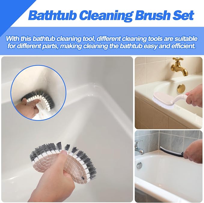 XANGNIER Bathtub Cleaning Brush Tools Kit, Shower Scrub Brushes Set - Image 2