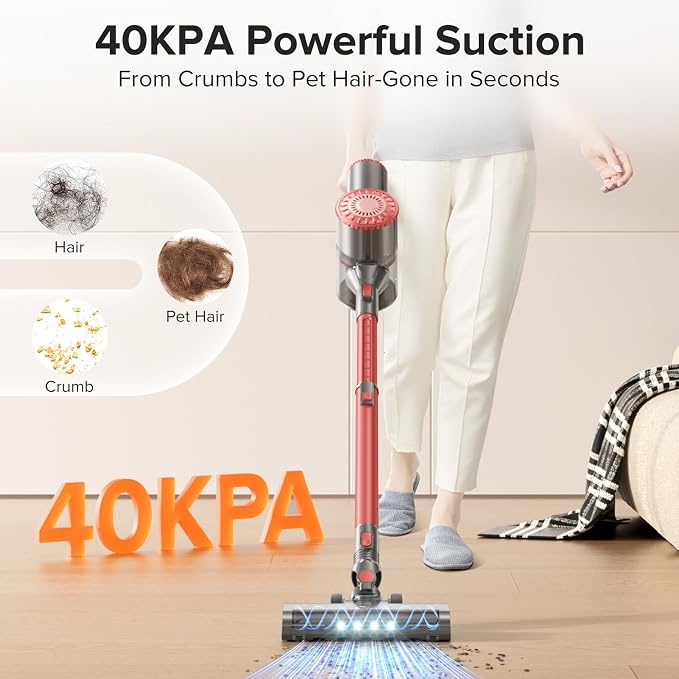 Cordless Vacuum Cleaner with Self-Standing, 40KPA Stick Vacuum Cleaners - Image 5