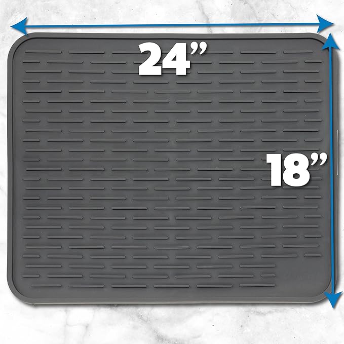 XXL Silicone Dish Drying Mat for Kitchen Counter or Under Sink, Waterproof Pet - Image 4
