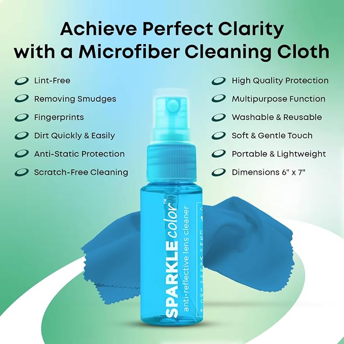 Sparkle Anti-Reflective Safe Lens Cleaner Spray Kit - 1oz Glasses Cleaner - Image 4