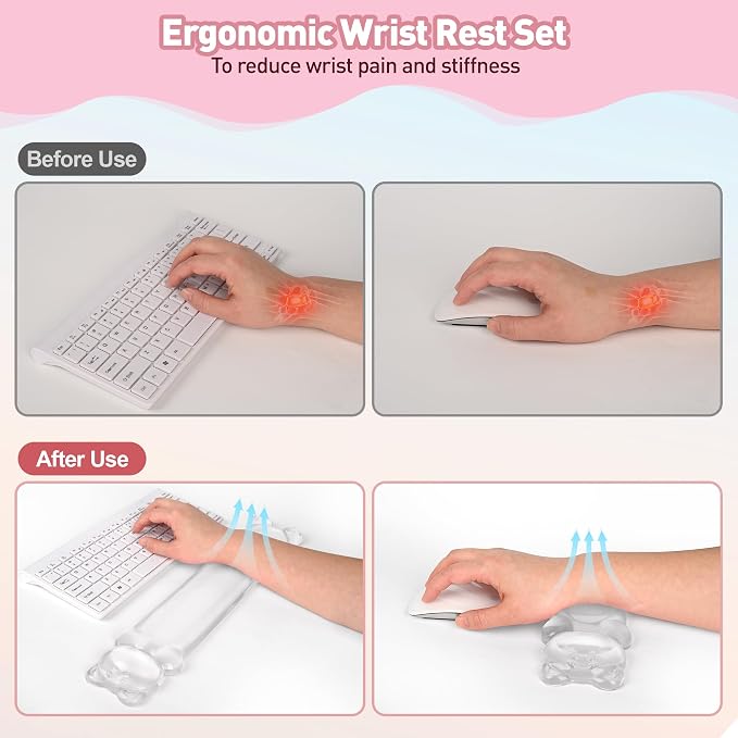 Gel Keyboard and Mouse Wrist Rest Set – Clear Wrist Rest - Image 4