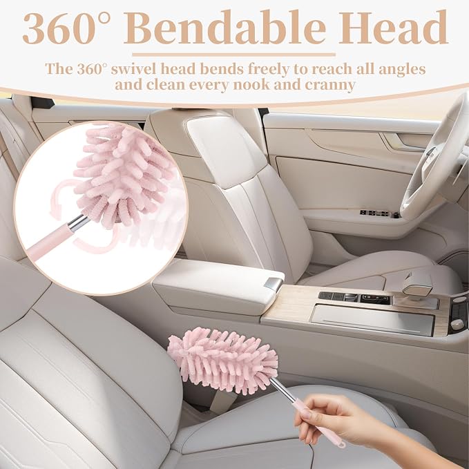 2 PCS Car Interior Duster with Extension Pole, Microfiber Car Duster with - Image 4