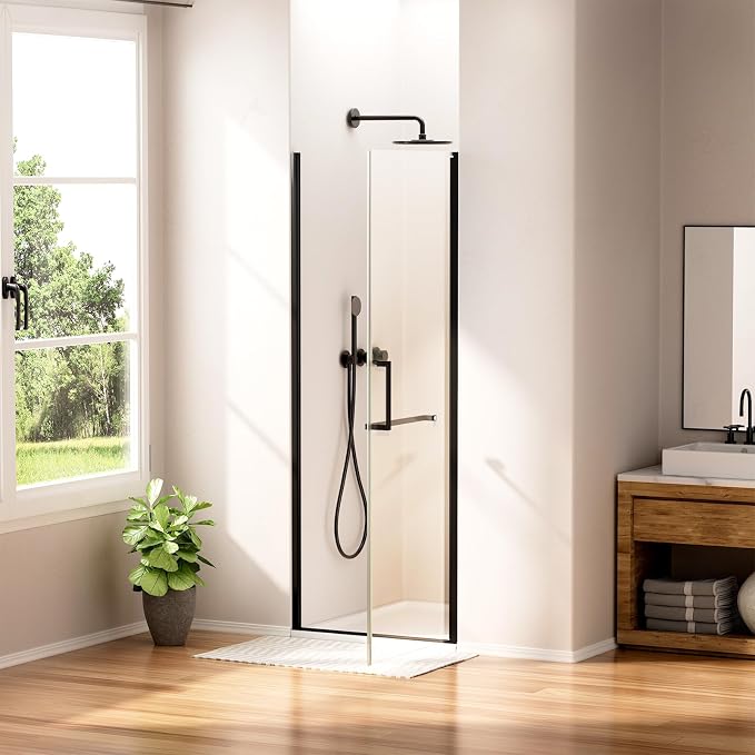 WinZo 27-28" W ×72" H Frameless Pivot Shower Door, Pivot Swing Shower Glass - Image 2