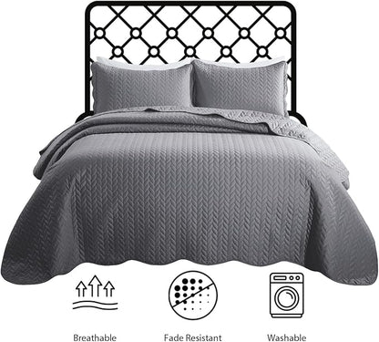 IR Imperial Rooms 8 Pack California King Quilt Bedding Set (118"x106") - Bulk Wholesale for Hotels, Guest Bedroom & Airbnbs - Lightweight Microfiber Reversible Embossed Quilts Bedspread (Grey)