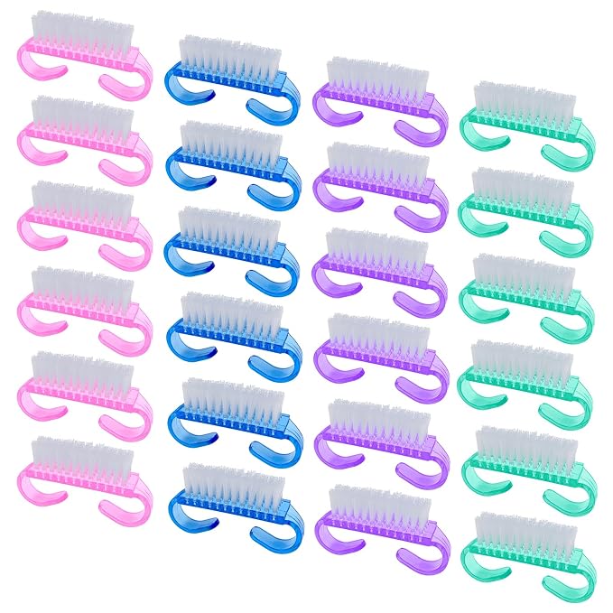 Handle Grip Nail Brush, 24 Pack Small Fingernail Brushes, Hand Scrub Cleaning by HANWER