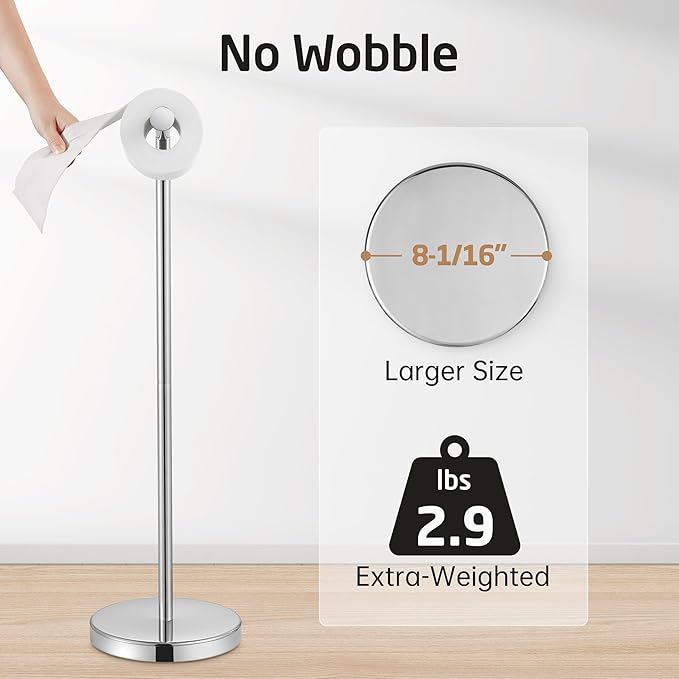 KES Toilet Paper Holder Free Standing 26" H, Toilet Paper Holder Stand - Image 4