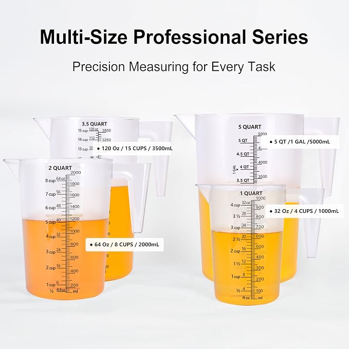 Food-Grade Plastic Measuring Pitcher – 64 Ounce & 8 Cups Measuring Cups - Image 4