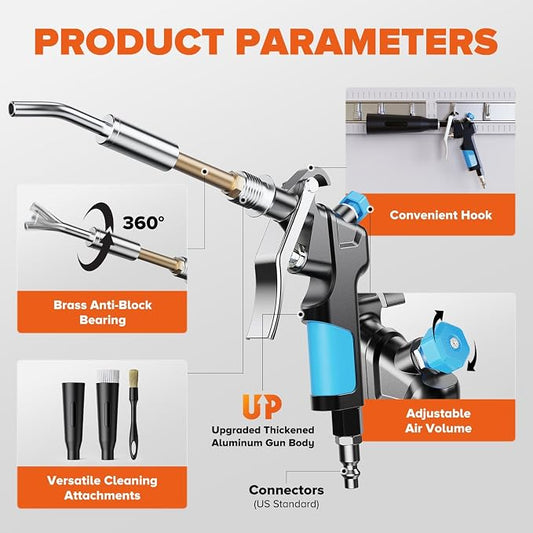 Tornado Air Cleaning Gun, Upgraded High Pressure Dryer Air Blow Gun Adjustable - Image 2