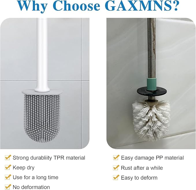 Silicone Toilet Brush and Holder Bendable Efficient Cleaning Wall Mounted - Image 5