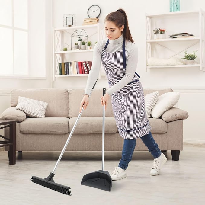 Silicone Dust Pan with Handle Lobby Dustpan with Long Handle Stand Up Dustpan - Image 5