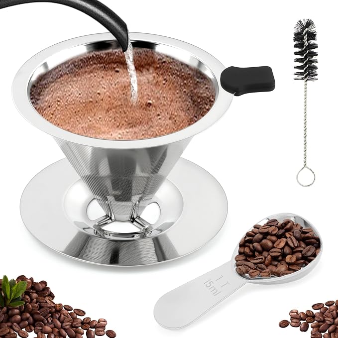Pour Over Coffee Dripper, Upgraded Double Micro Mesh Filter by Unknown