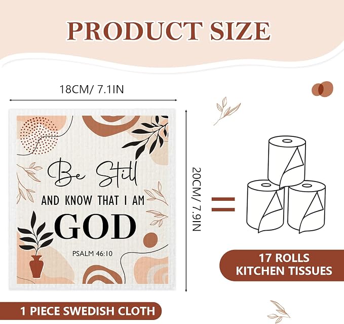 5 Pack Mixed Bible Verse Cross Swedish Kitchen Dishcloths Dish Towels, - Image 4