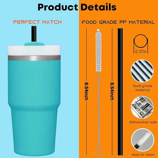 ALINK Black Replacement Straws for Stanley 20oz 14oz Tumble, 6 Pack Reusable - Image 2