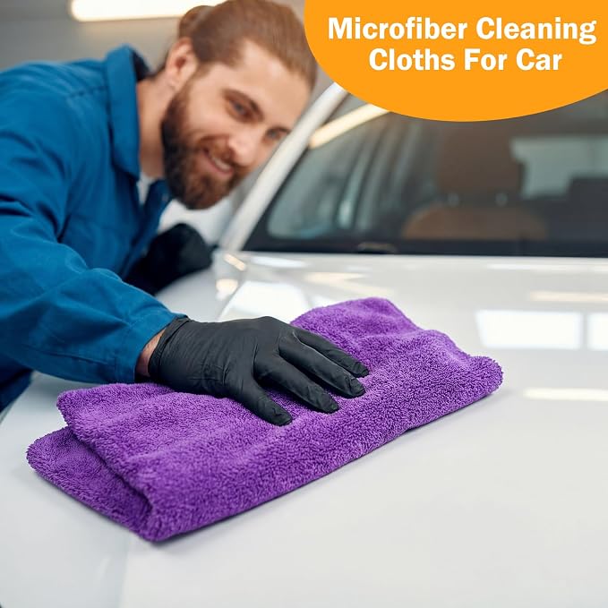 Tallew 16 Pcs Car Microfiber Towels Buffing Drying Wash Cleaning Cloths Plush - Image 4