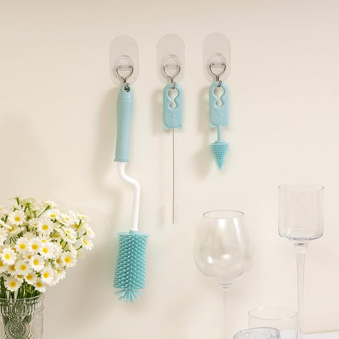 Chemimoso Silicone Spinning Bottle Cleaning Brush, 13.4in Long Handle Water Cup - Image 4
