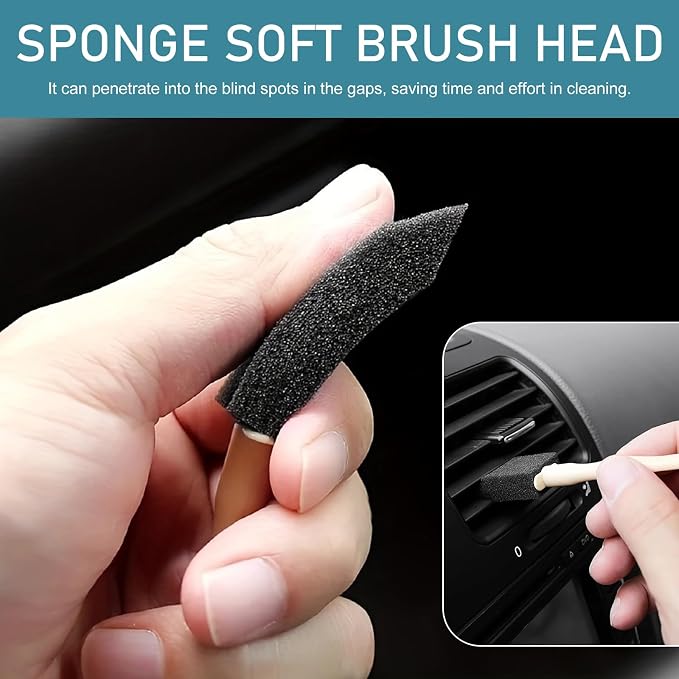10 PCS Car A/C Vent Cleaning Brushes, 5.51" x 0.98" Sponge Duster - Image 4
