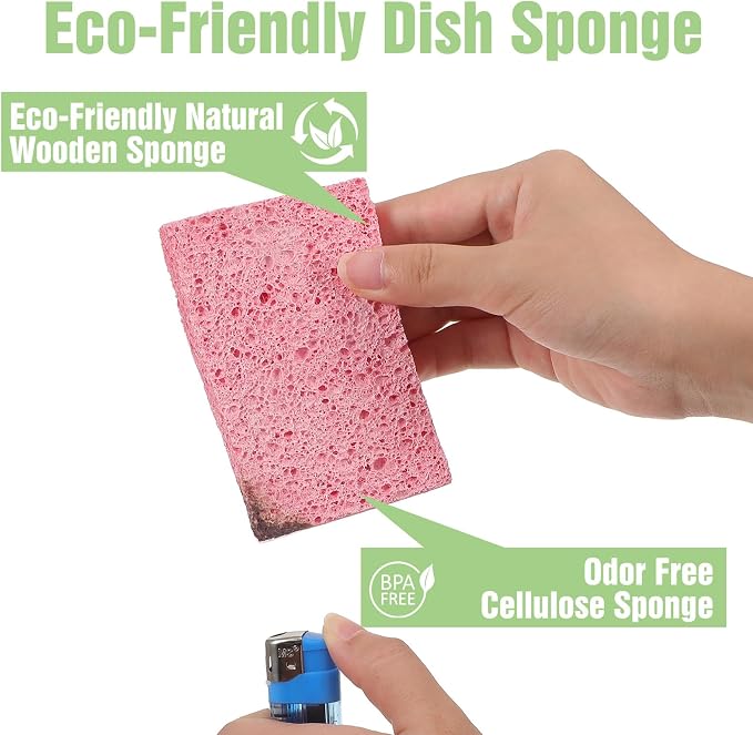 15 Pcs Cellulose Sponges Kitchen, 5 Colors Non-Scratch Colorful Sponges - Image 4