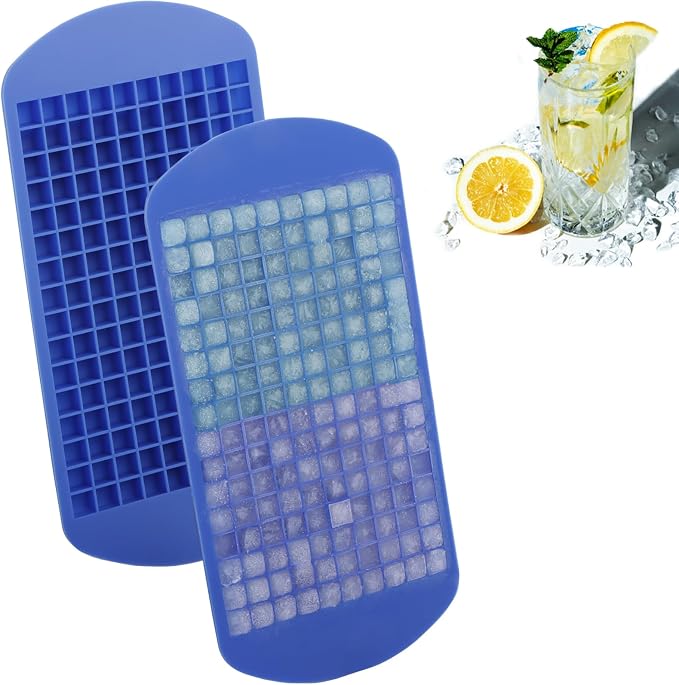 Silicone Mini Ice Cube Trays 2 Pack, 160 Crushed Ice Cube Molds, Easy Release by KAYCROWN