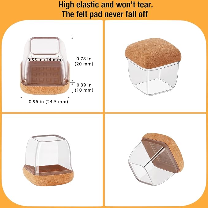 16 Pcs Small Square Chair Leg Protectors - Image 5