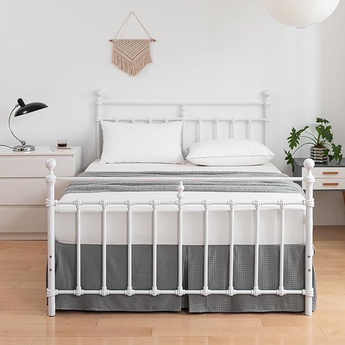 Full Bed Skirt - Full Size Bed Skirt 16 Inch Drop with Split Corners, Pleated Waffle Weave Bed Skirt, Tailored Dust Easy Fit, Machine Washable (Grey, Full - 16" Drop)