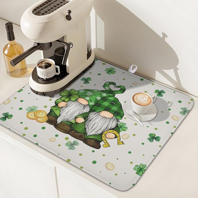 St Patrick's Day Gnome Dish Drying Mat - Image 7