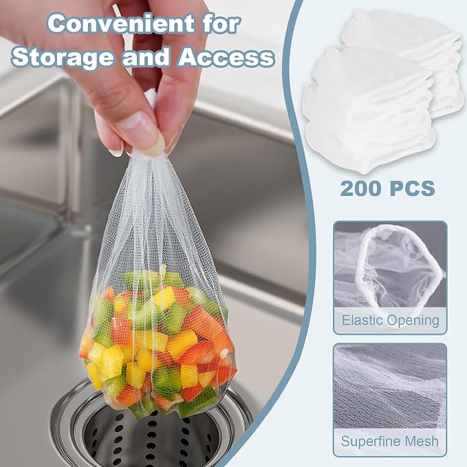 200 PCS Kitchen Mesh Sink Strainer, Disposable Sink Strainer Covers, Drain Nets - Image 3